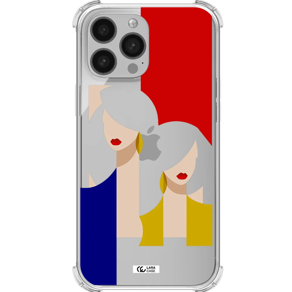 Abstract Two Female Portrait Apple iPhone 13 Pro Clear PC Case