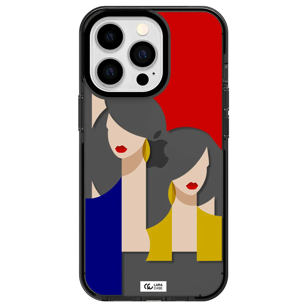 Abstract Two Female Portrait Apple iPhone 13 Pro impact Smoke Black Case
