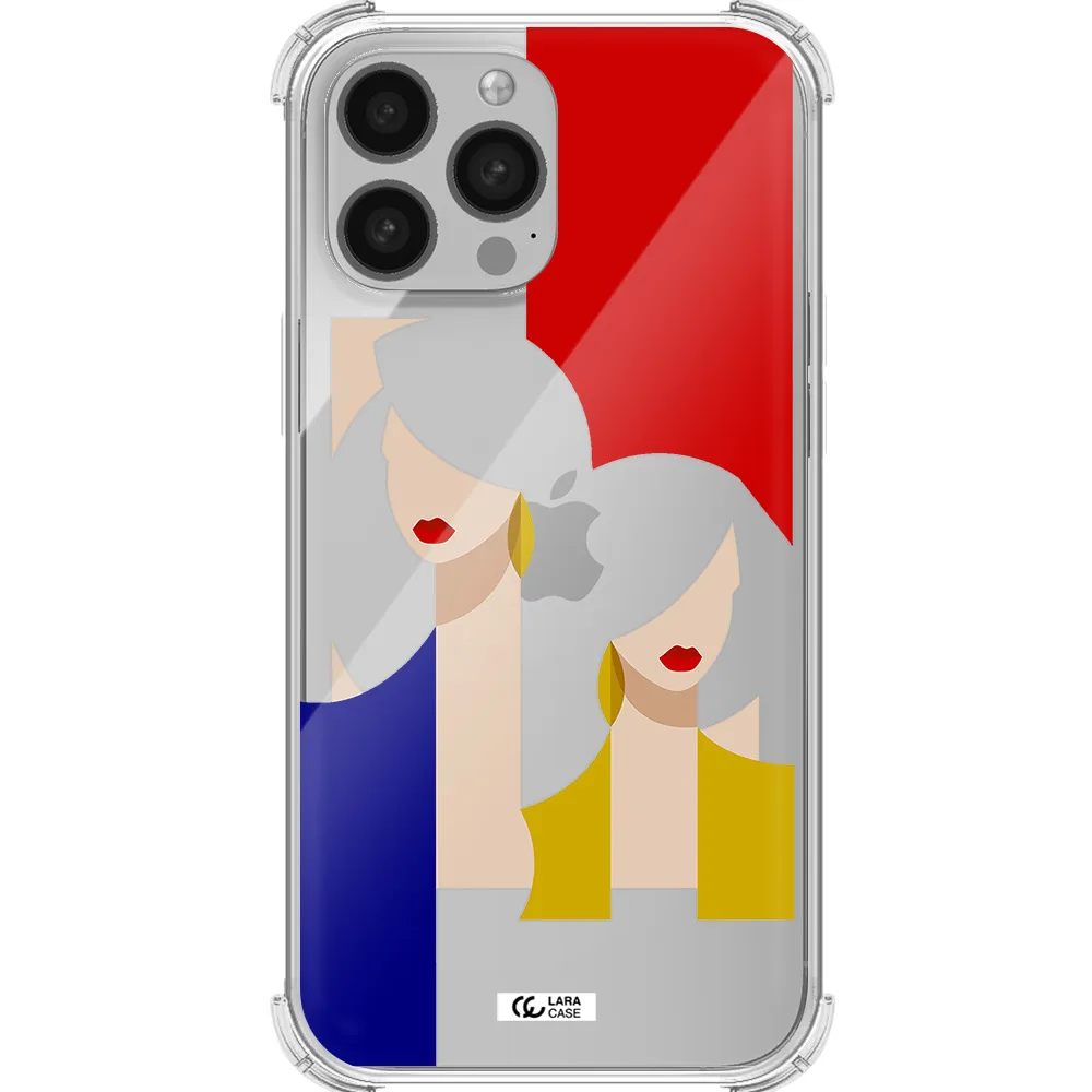 Abstract Two Female Portrait Apple iPhone 13 Pro Max Clear PC Case