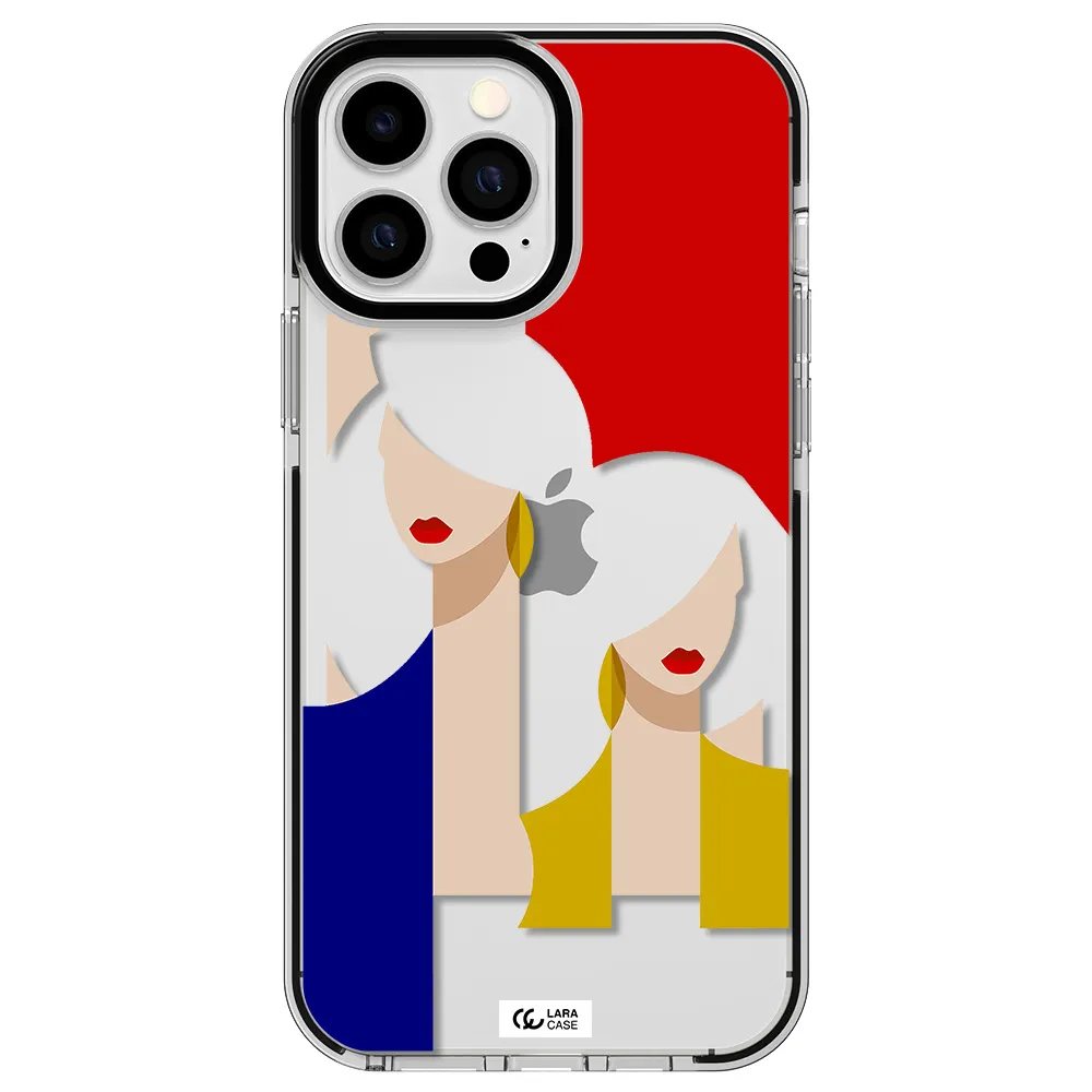 Abstract Two Female Portrait Apple iPhone 13 Pro Max impact black border Case