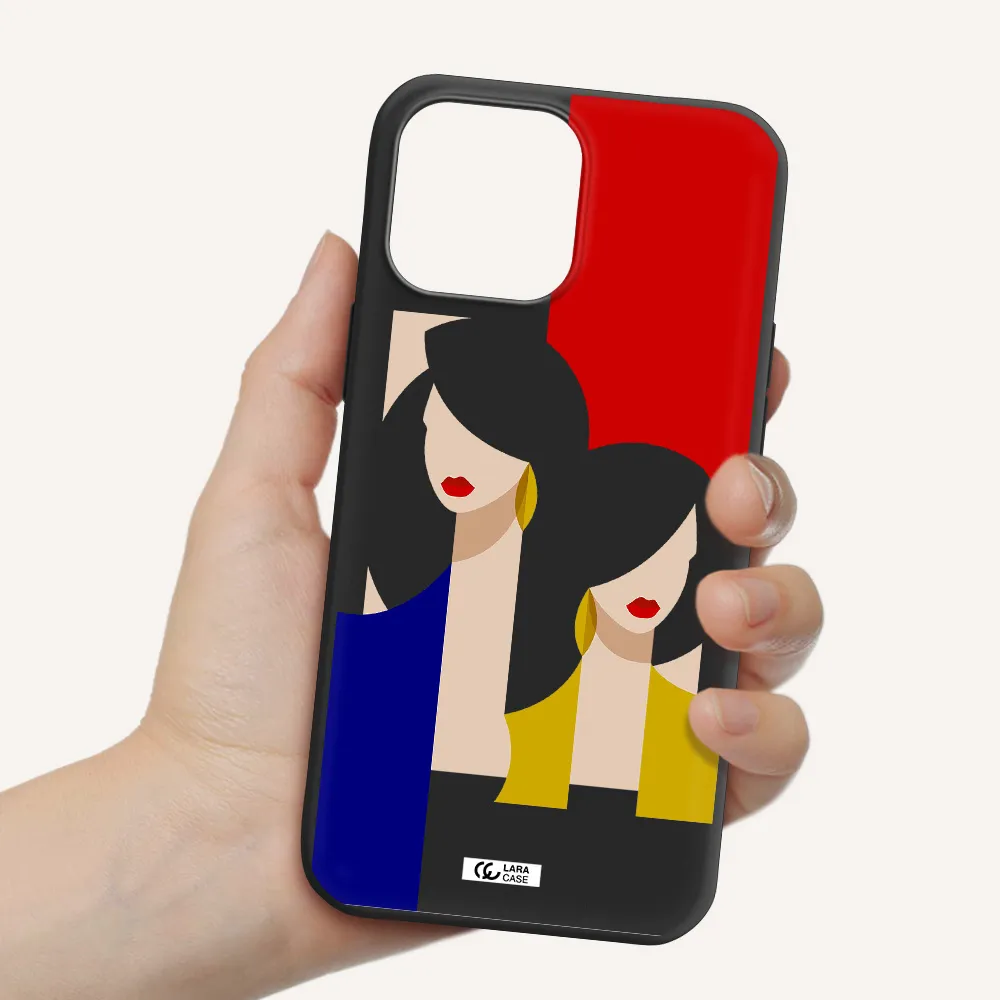 Abstract Two Female Portrait Apple iPhone 13 Pro Max Silicone black Case