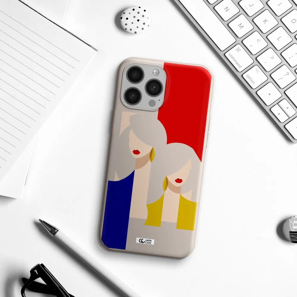 Abstract Two Female Portrait Apple iPhone 13 Pro Max Silicone Stone Case