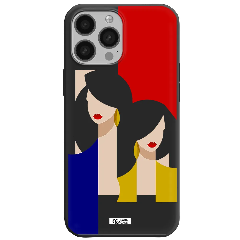 Abstract Two Female Portrait Apple iPhone 13 Pro Silicone black Case