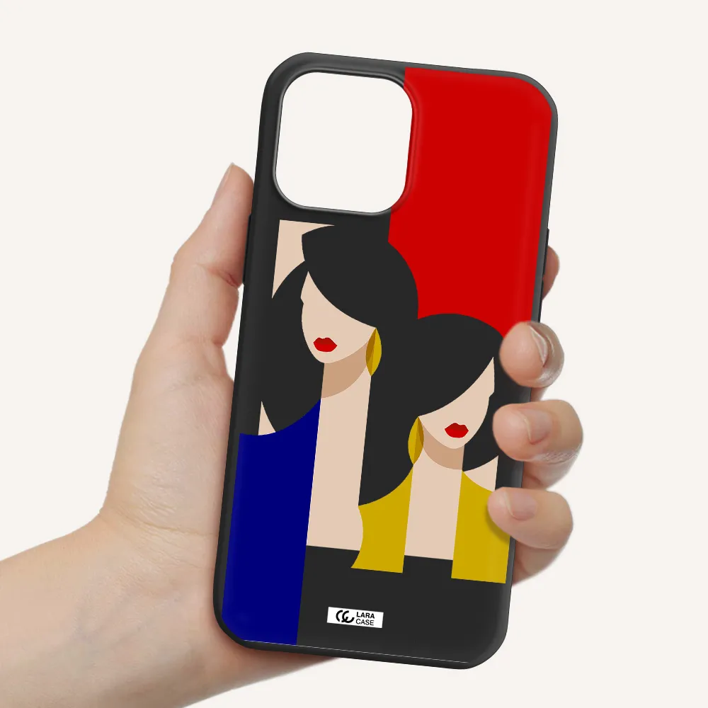 Abstract Two Female Portrait Apple iPhone 13 Pro Silicone black Case