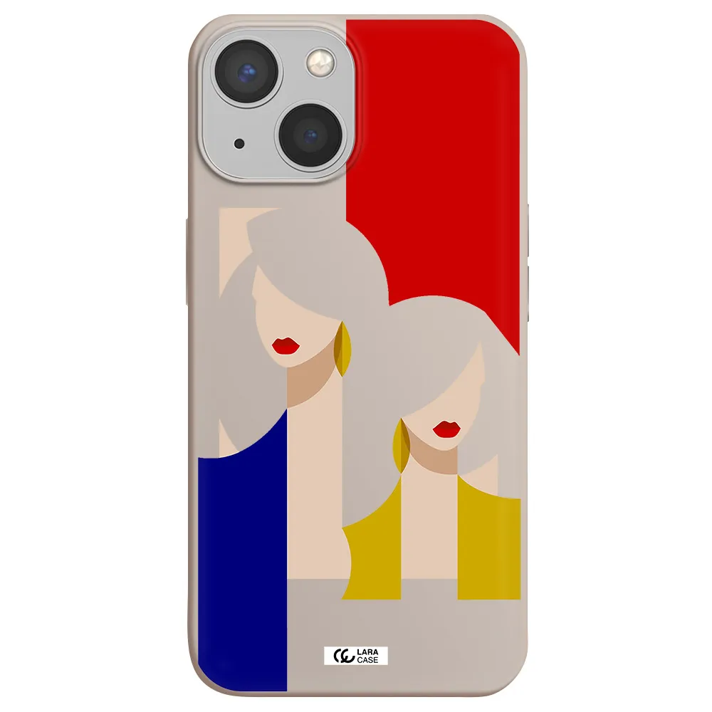 Abstract Two Female Portrait Apple iPhone 13 Silicone Stone Case