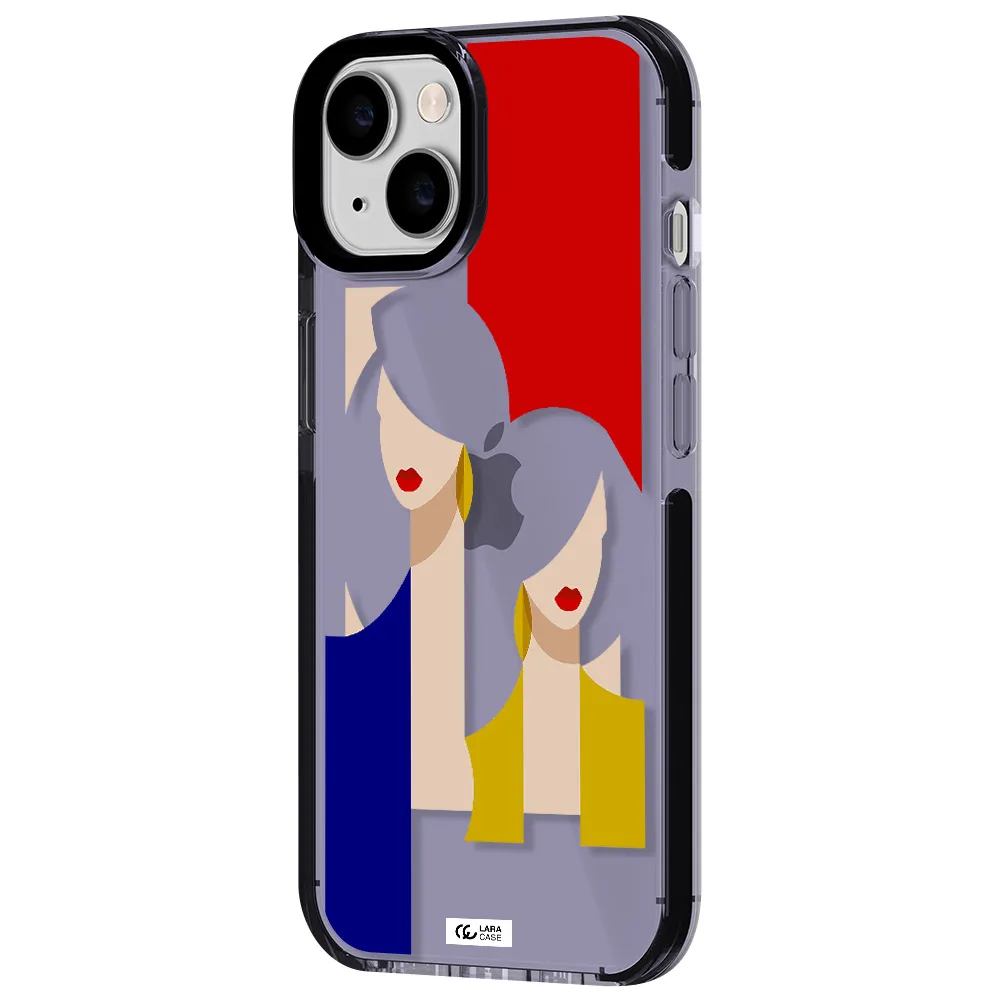 Abstract Two Female Portrait Apple iPhone 14 impact Lilac Case