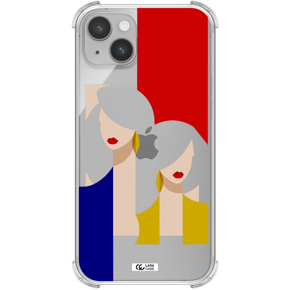 Abstract Two Female Portrait Apple iPhone 14 plus Clear PC Case
