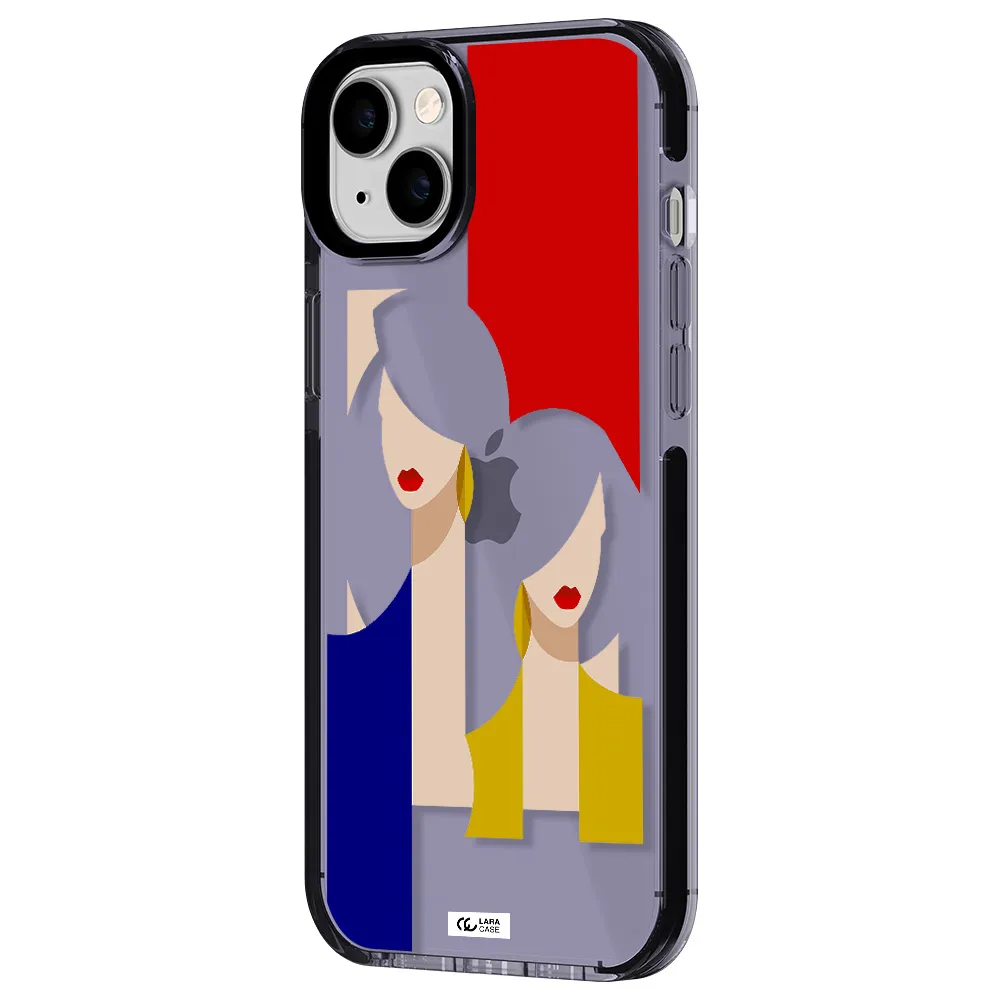 Abstract Two Female Portrait Apple iPhone 14 plus impact Lilac Case