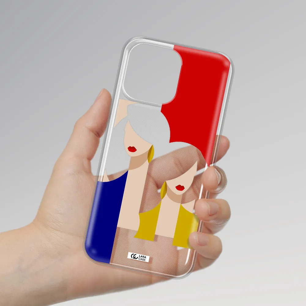 Abstract Two Female Portrait Apple iPhone 14 pro Clear TPU Case