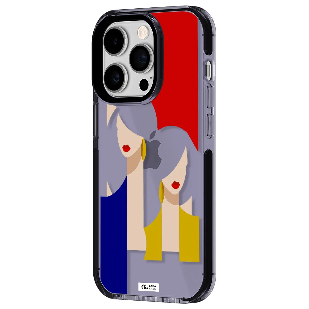 Abstract Two Female Portrait Apple iPhone 14 pro impact Lilac Case