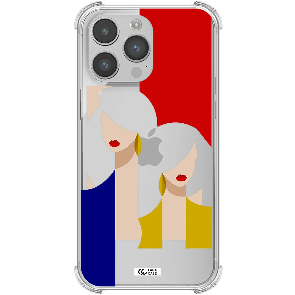 Abstract Two Female Portrait Apple iPhone 14 pro max Clear PC Case