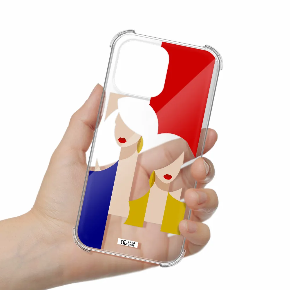 Abstract Two Female Portrait Apple iPhone 14 pro max Clear PC Case