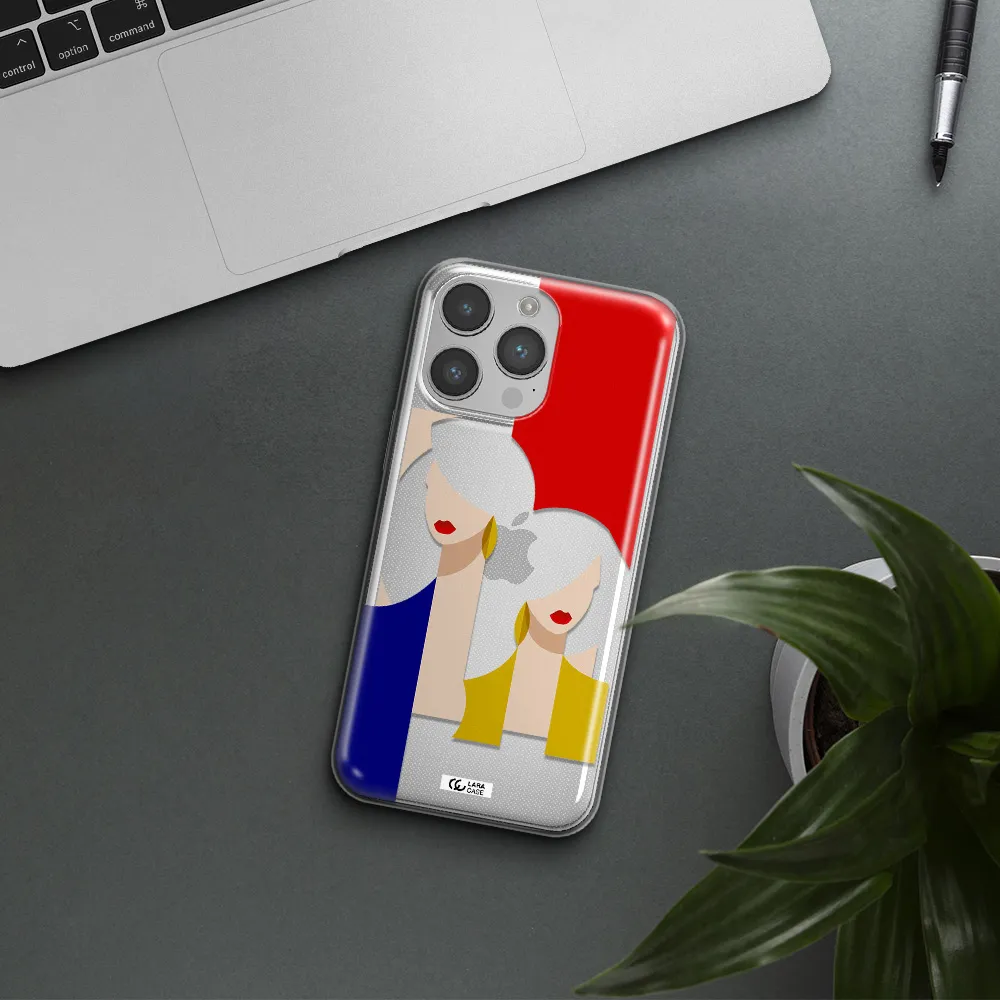 Abstract Two Female Portrait Apple iPhone 14 pro max Clear TPU Case