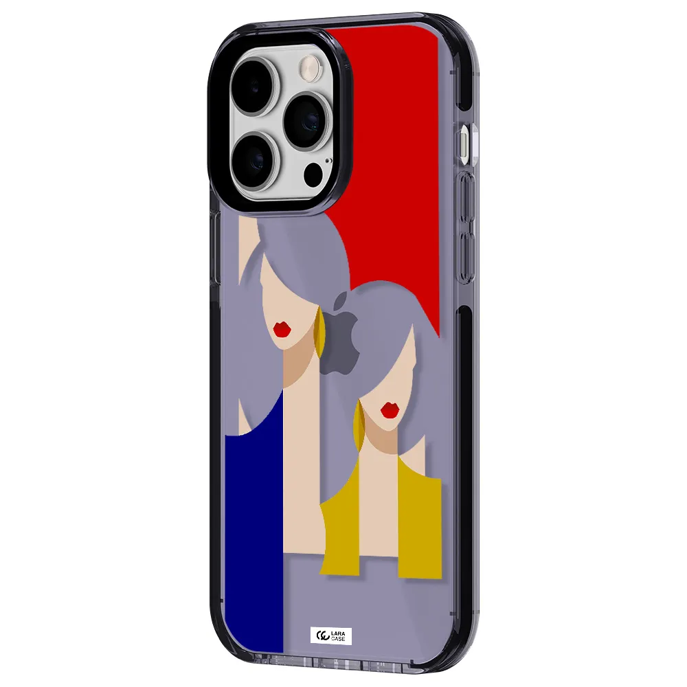 Abstract Two Female Portrait Apple iPhone 14 pro max impact Lilac Case