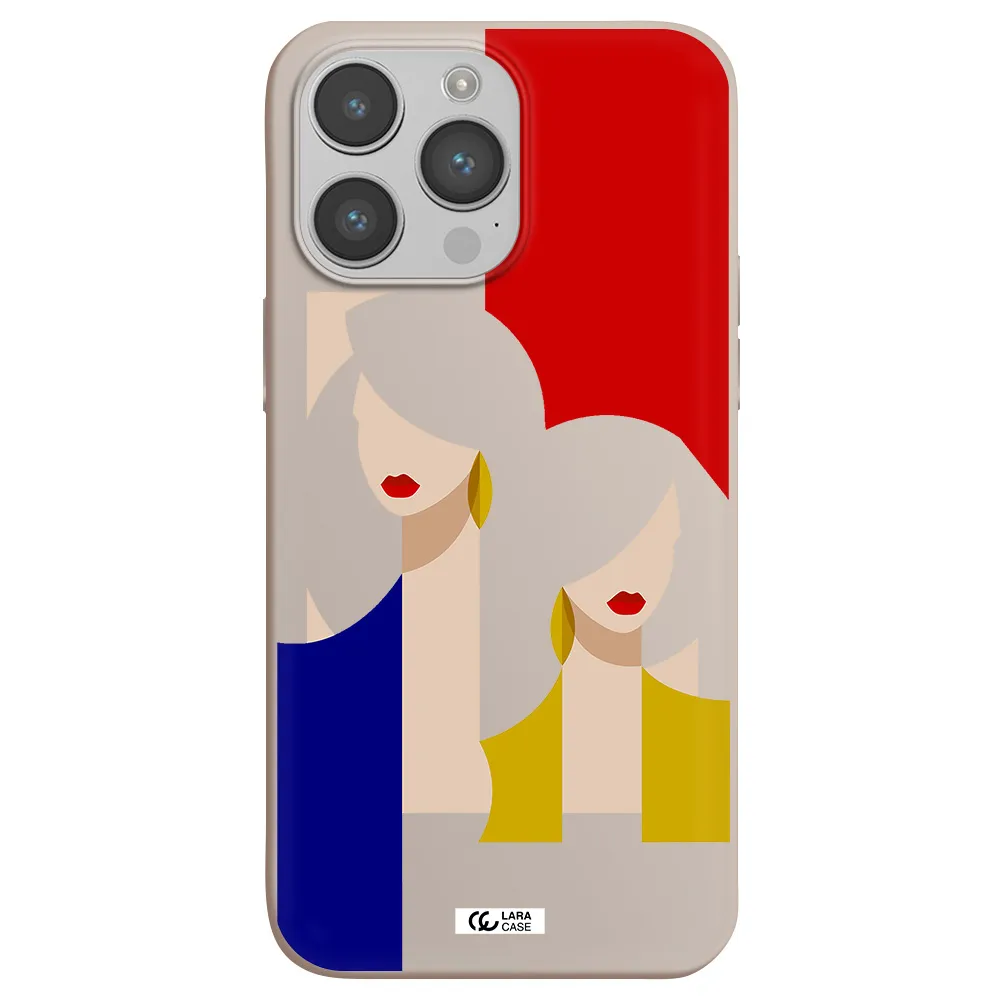 Abstract Two Female Portrait Apple iPhone 14 pro max Silicone Stone Case