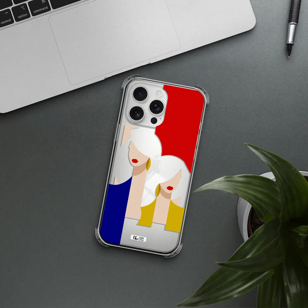 Abstract Two Female Portrait Apple Iphone 16 Pro Max Clear Pc Case