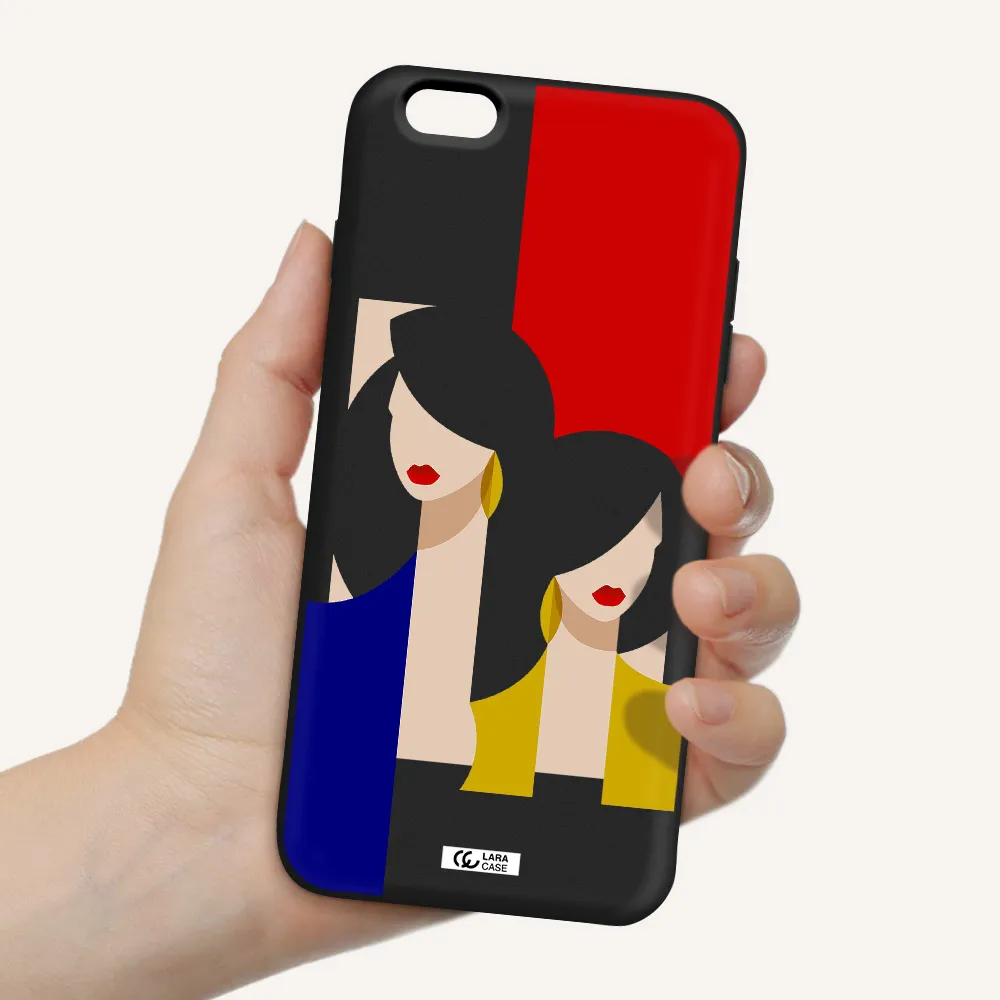 Abstract Two Female Portrait Apple iPhone 6 plus Silicone black Case
