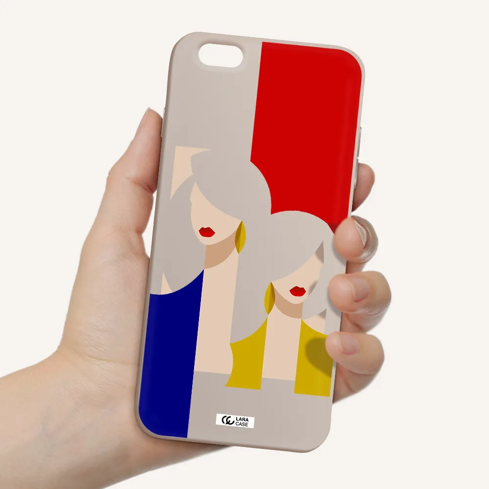 Abstract Two Female Portrait Apple iPhone 6 plus Silicone Stone Case