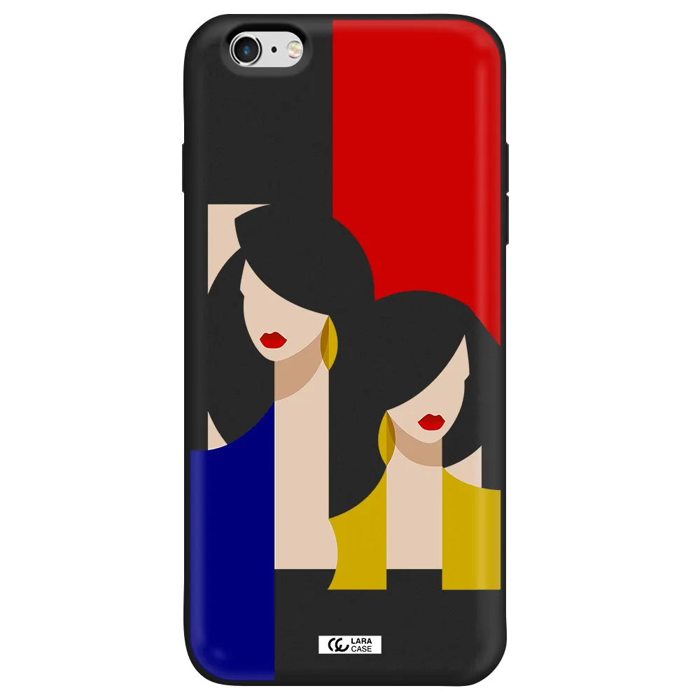 Abstract Two Female Portrait Apple iPhone 6 s plus Silicone black Case
