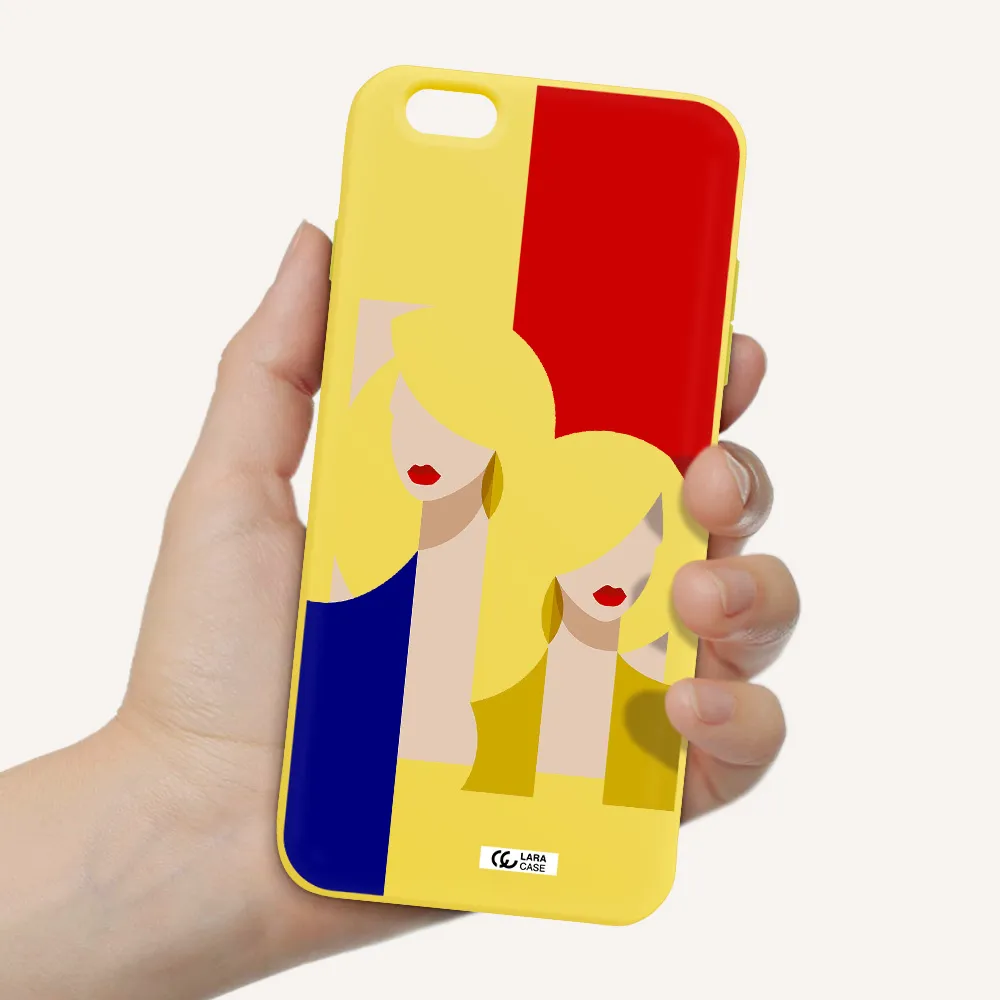 Abstract Two Female Portrait Apple iPhone 6 s plus Silicone canary yellow Case
