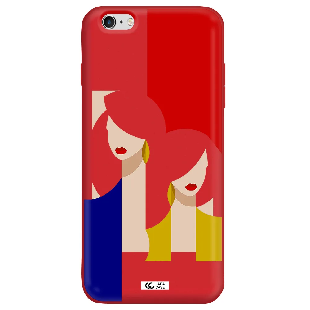 Abstract Two Female Portrait Apple iPhone 6 s plus Silicone Imperial Red Case