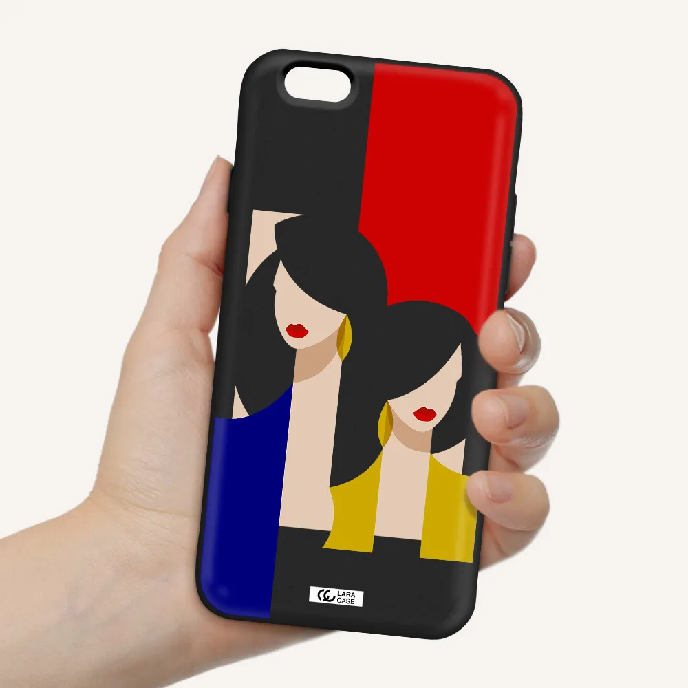 Abstract Two Female Portrait Apple iPhone 6 Silicone black Case