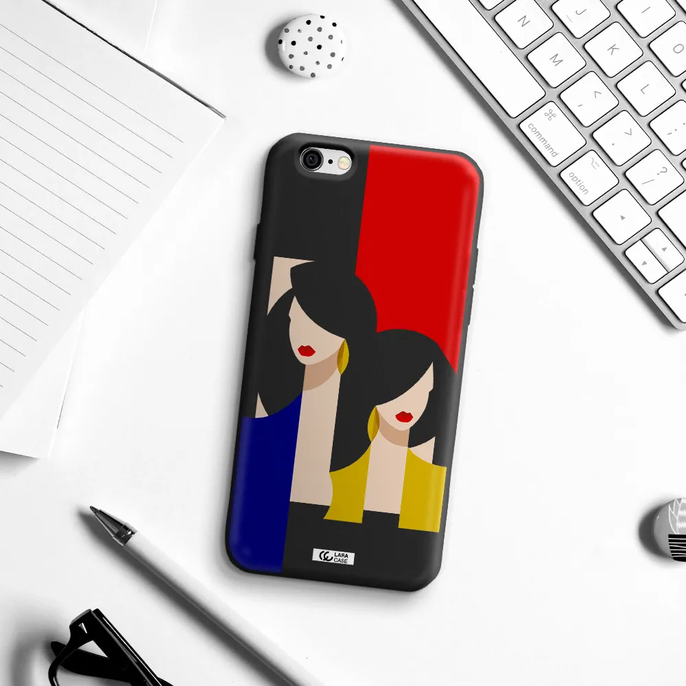 Abstract Two Female Portrait Apple iPhone 6 Silicone black Case