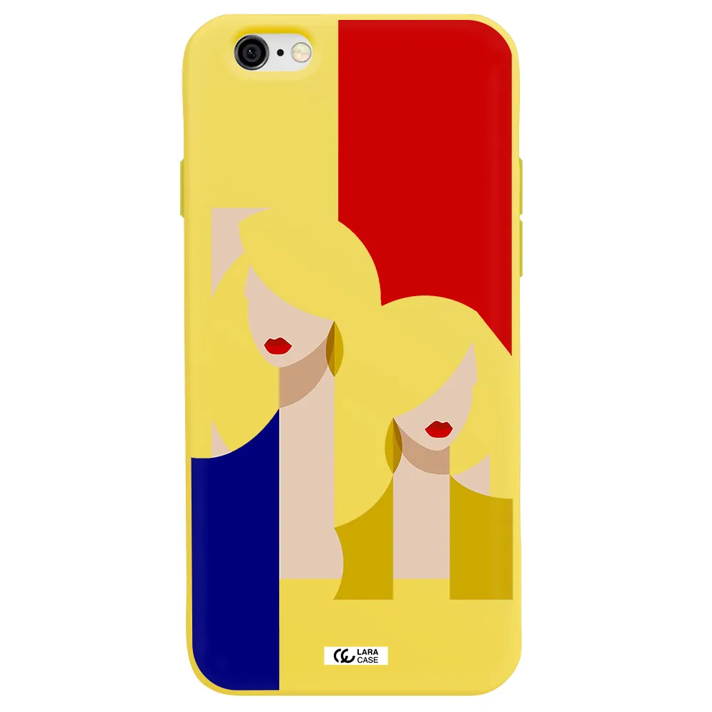 Abstract Two Female Portrait Apple iPhone 6 Silicone canary yellow Case