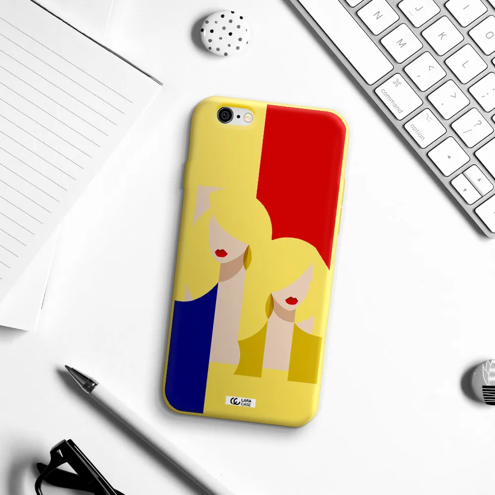 Abstract Two Female Portrait Apple iPhone 6 Silicone canary yellow Case