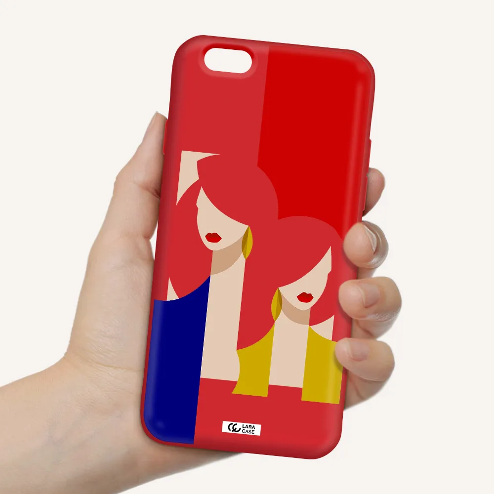 Abstract Two Female Portrait Apple iPhone 6 Silicone Imperial Red Case