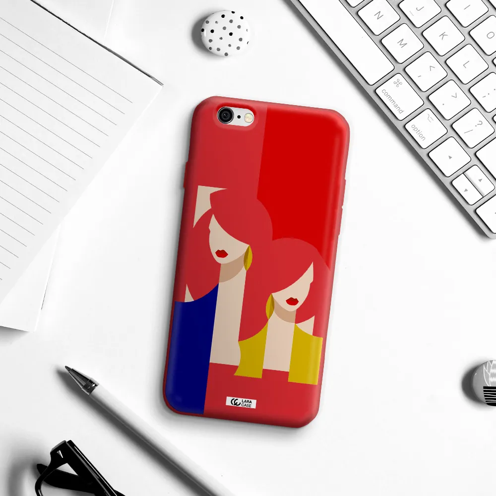 Abstract Two Female Portrait Apple iPhone 6 Silicone Imperial Red Case
