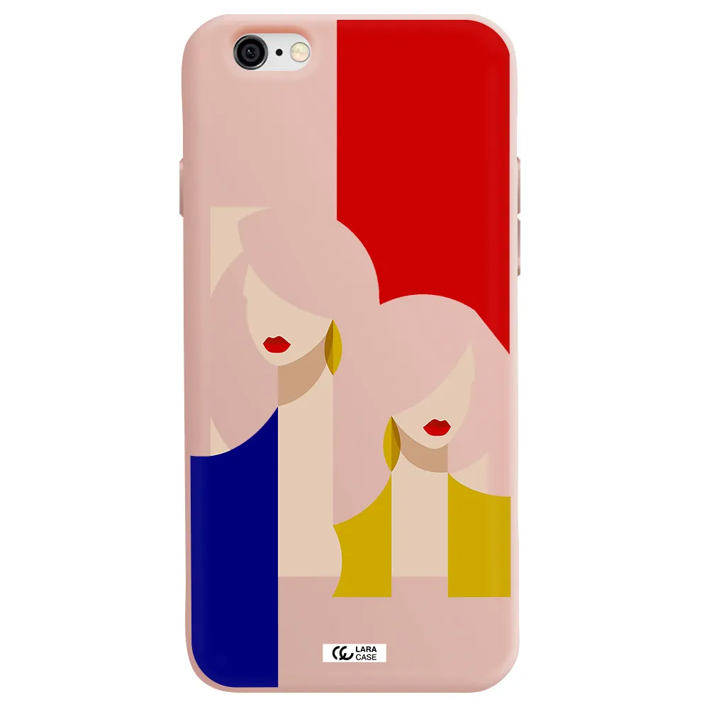 Abstract Two Female Portrait Apple iPhone 6 Silicone pastel pink Case