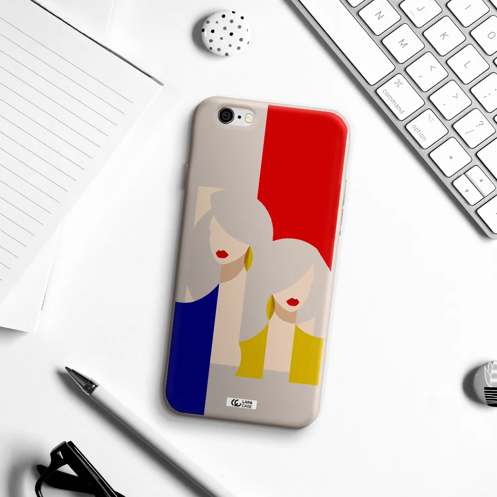Abstract Two Female Portrait Apple iPhone 6 Silicone Stone Case