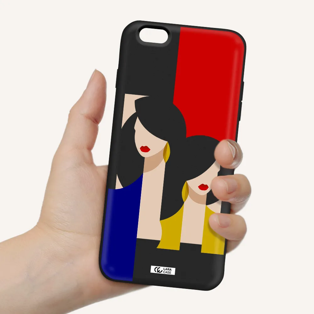 Abstract Two Female Portrait Apple iPhone 6S Silicone black Case