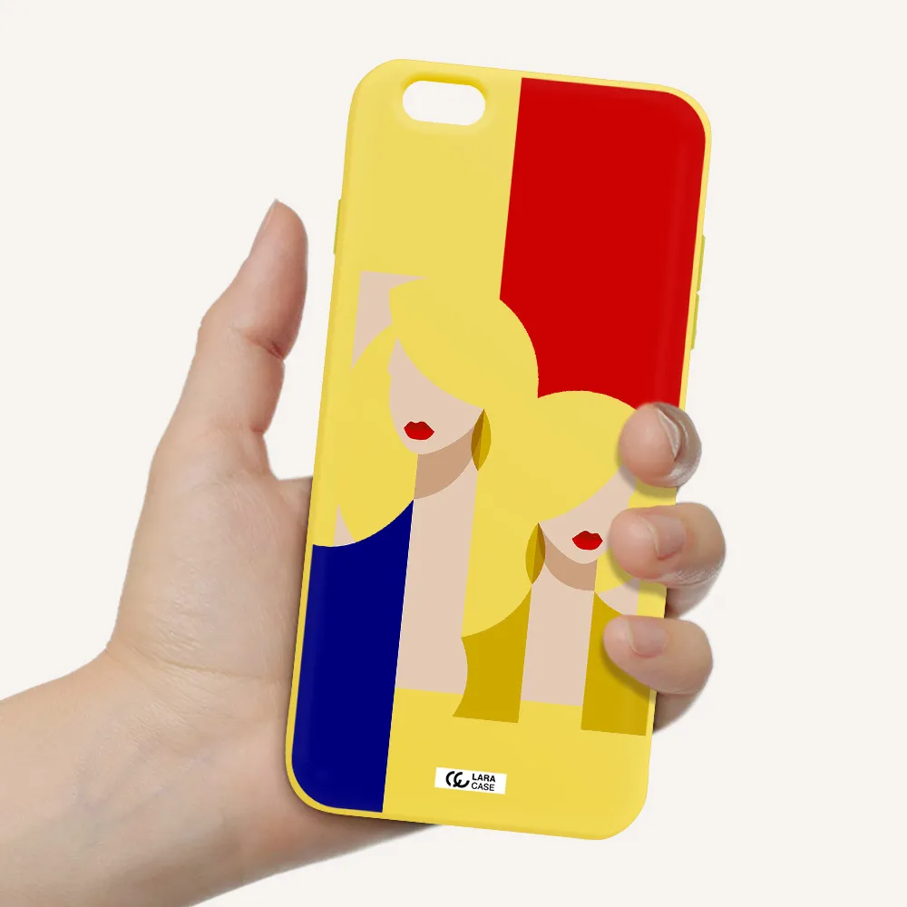 Abstract Two Female Portrait Apple iPhone 6S Silicone canary yellow Case