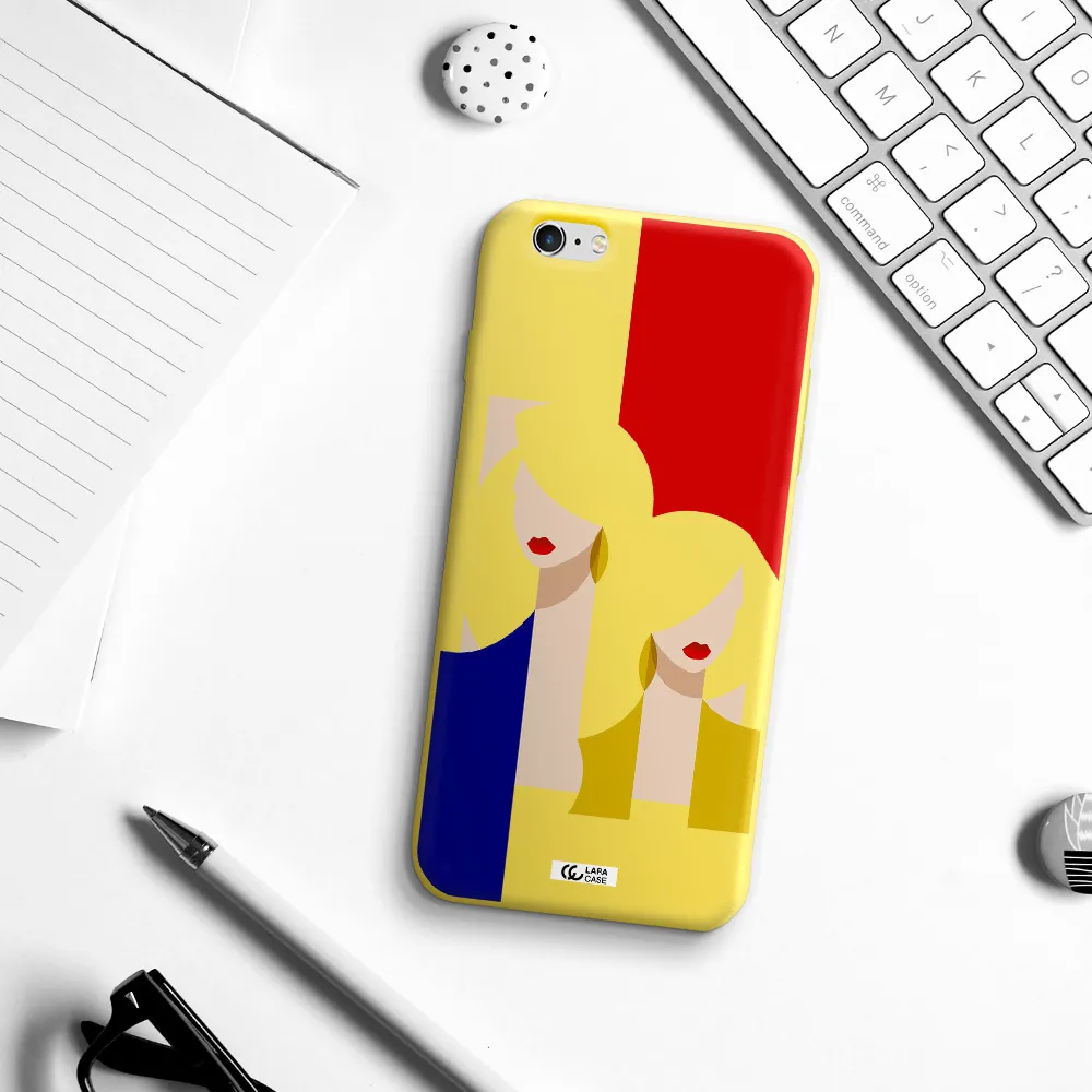Abstract Two Female Portrait Apple iPhone 6S Silicone canary yellow Case