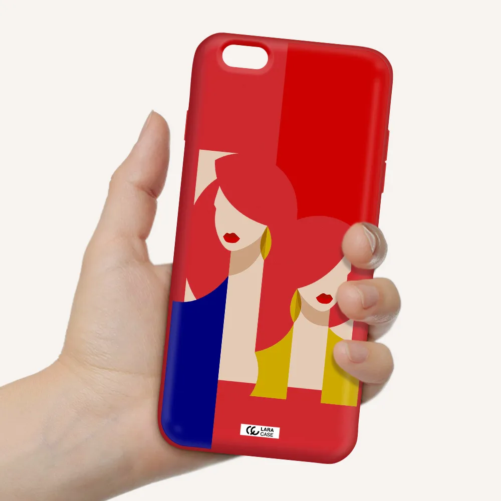 Abstract Two Female Portrait Apple iPhone 6S Silicone Imperial Red Case