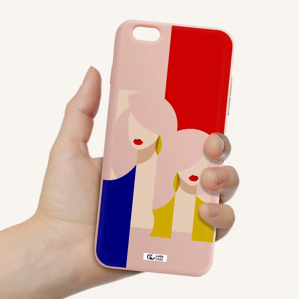 Abstract Two Female Portrait Apple iPhone 6S Silicone pastel pink Case