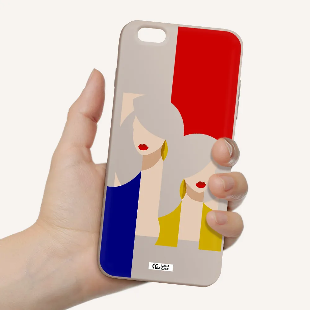 Abstract Two Female Portrait Apple iPhone 6S Silicone Stone Case