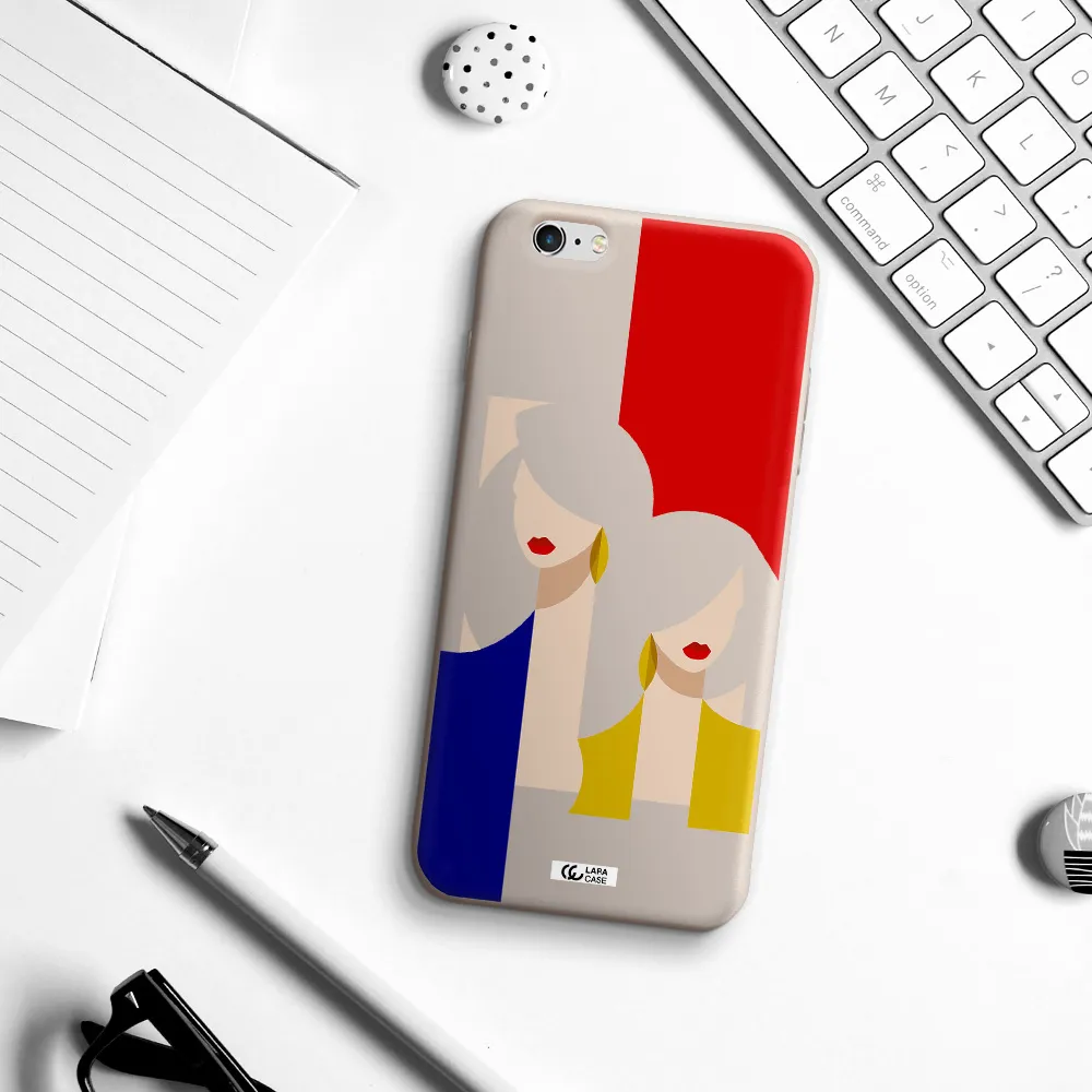 Abstract Two Female Portrait Apple iPhone 6S Silicone Stone Case