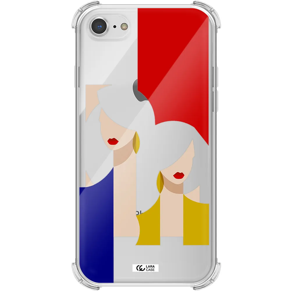 Abstract Two Female Portrait Apple iPhone 7 Clear PC Case