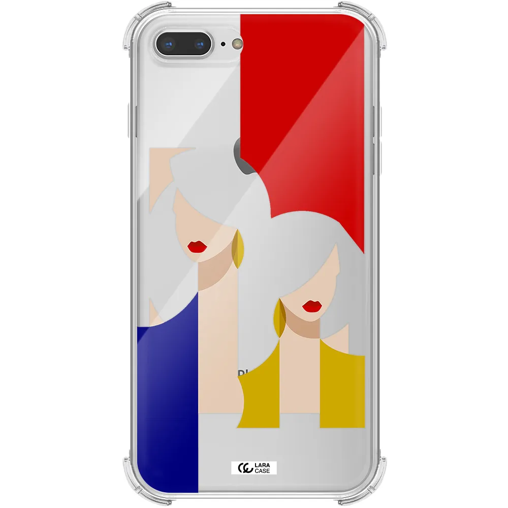 Abstract Two Female Portrait Apple iPhone 7 plus Clear PC Case