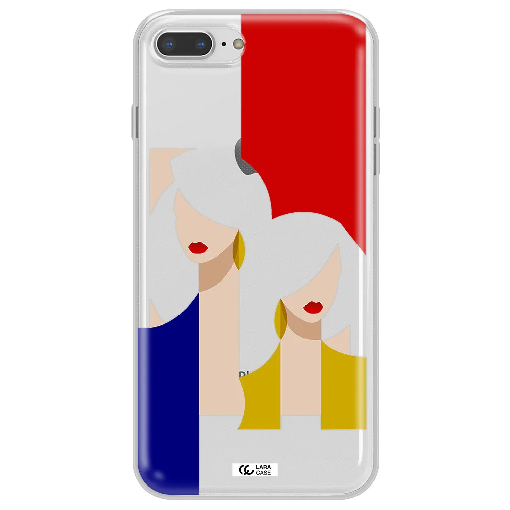 Abstract Two Female Portrait Apple iPhone 7 plus Clear TPU Case