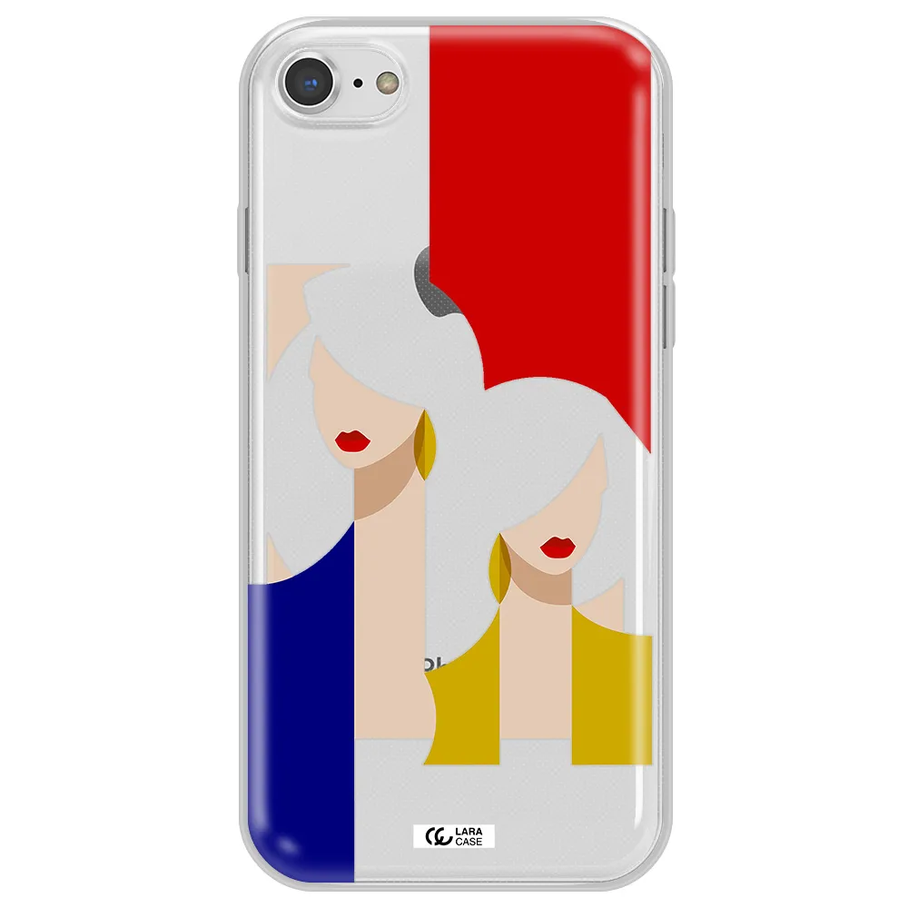 Abstract Two Female Portrait Apple iPhone 8 Clear TPU Case