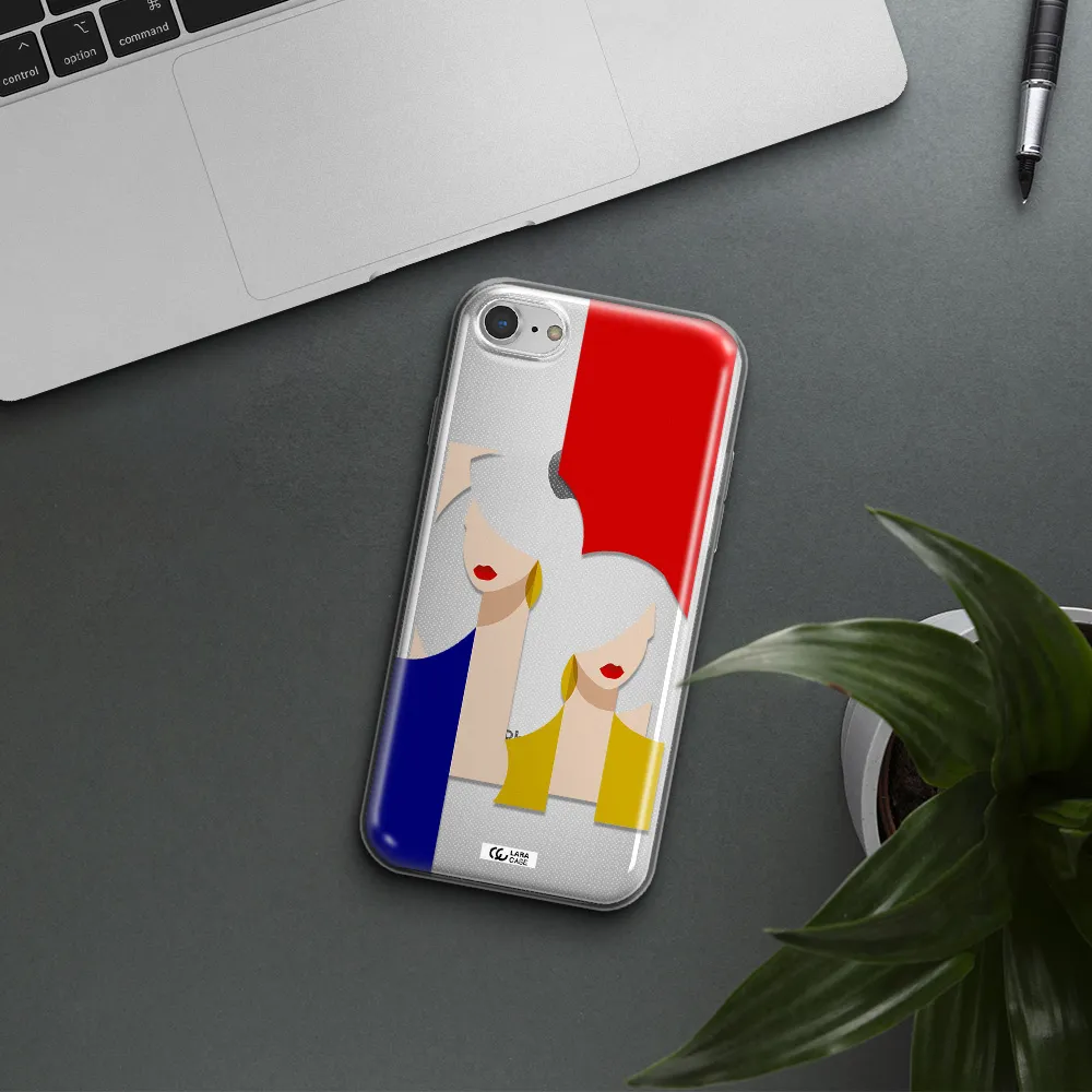 Abstract Two Female Portrait Apple iPhone 8 Clear TPU Case