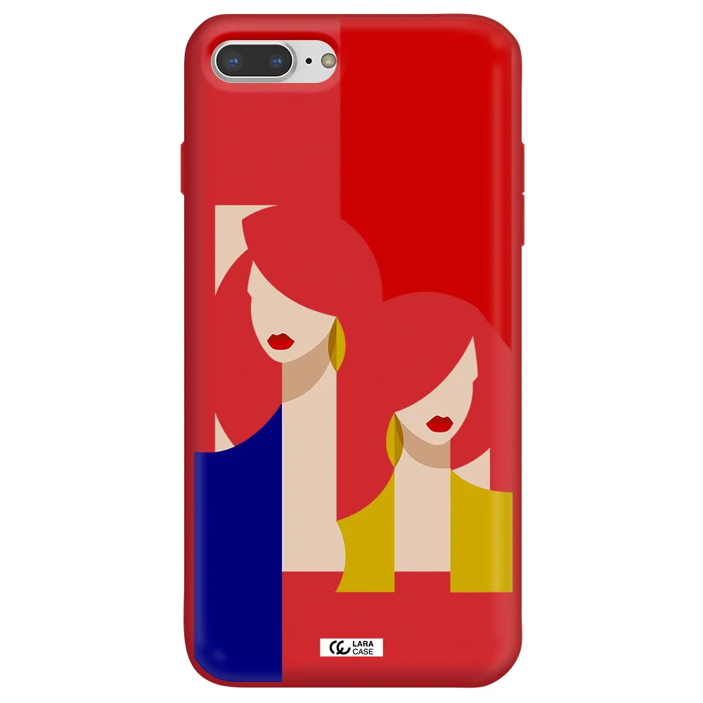 Abstract Two Female Portrait Apple iPhone 8 plus Silicone Imperial Red Case