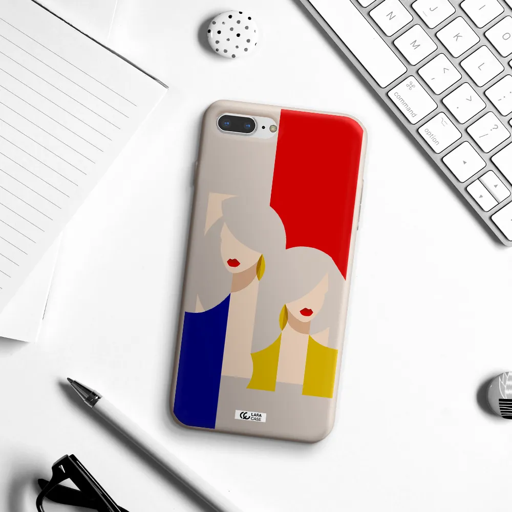 Abstract Two Female Portrait Apple iPhone 8 plus Silicone Stone Case