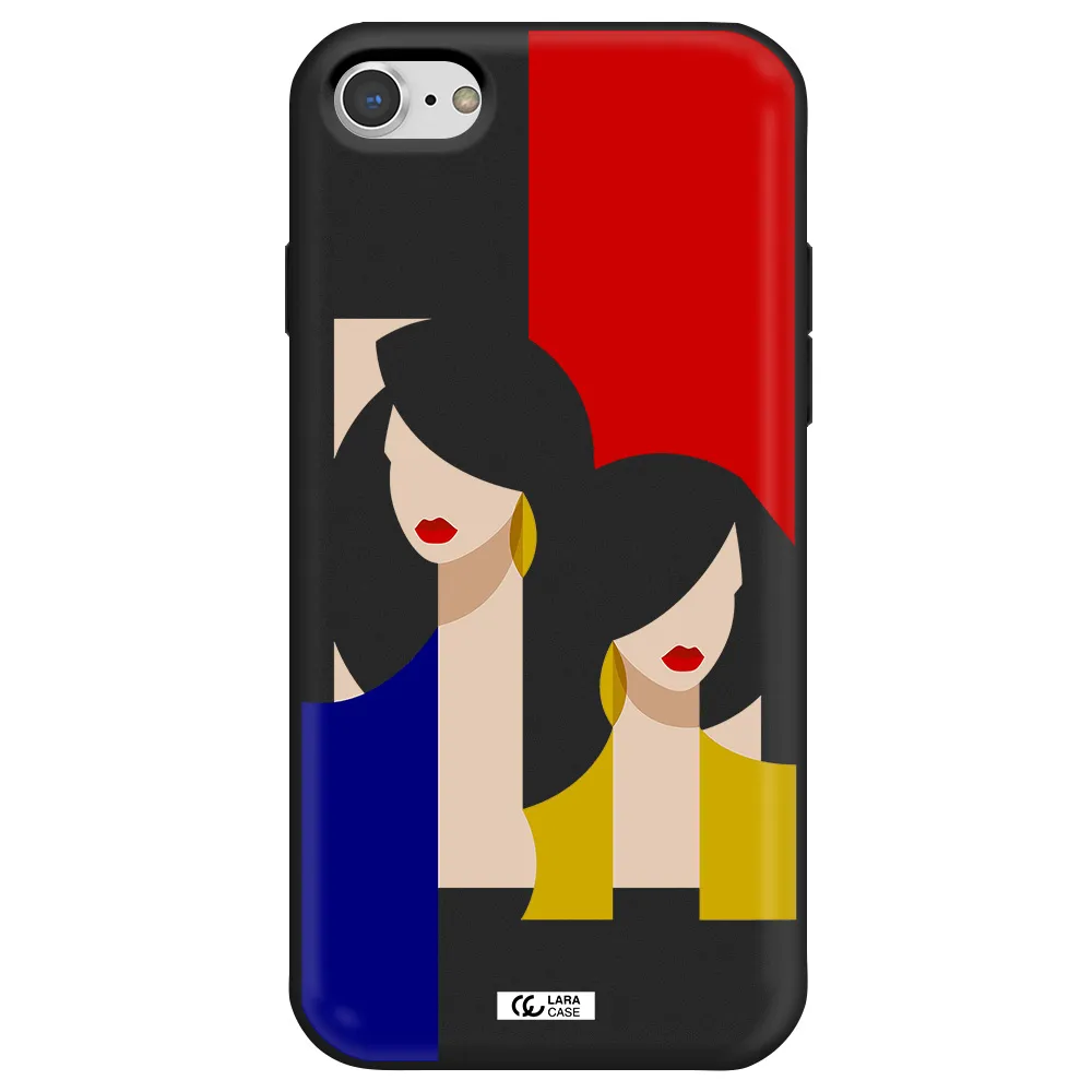 Abstract Two Female Portrait Apple iPhone 8 Silicone black Case