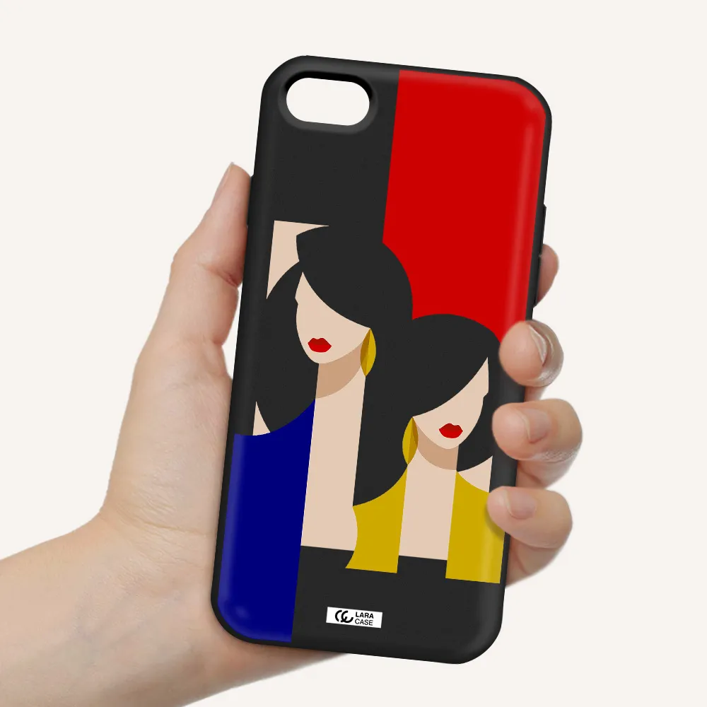 Abstract Two Female Portrait Apple iPhone 8 Silicone black Case