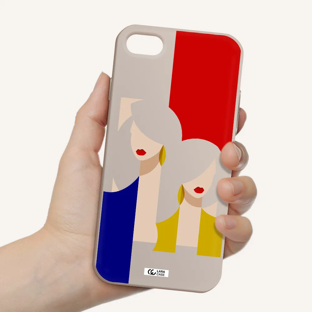 Abstract Two Female Portrait Apple iPhone 8 Silicone Stone Case